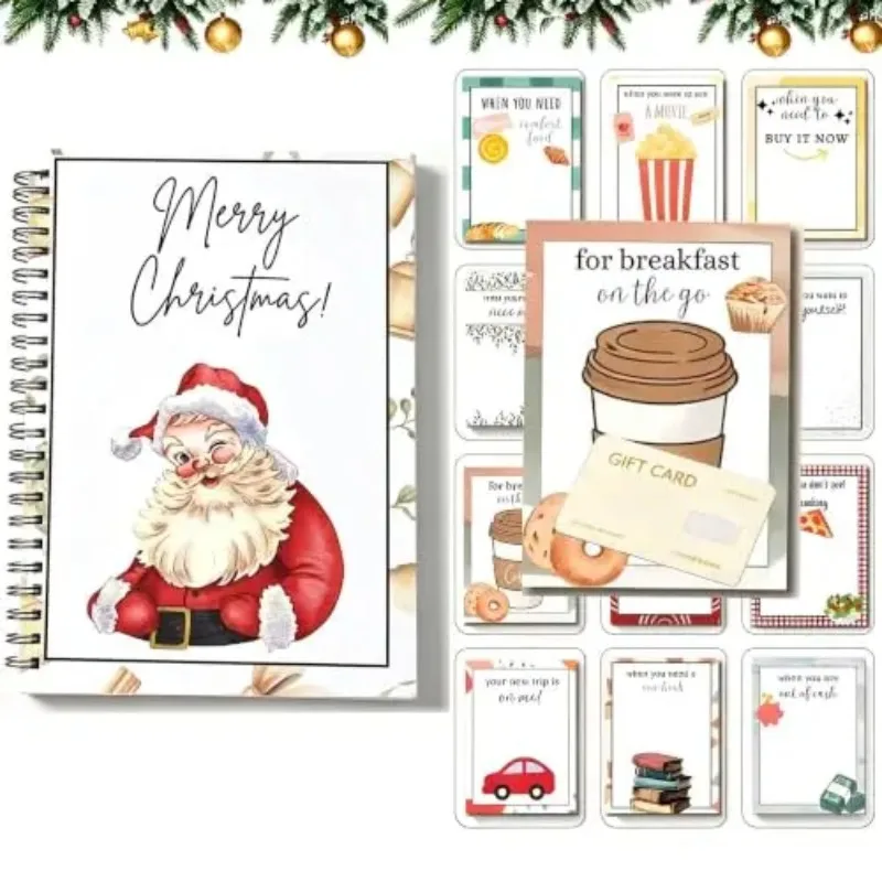 Spiral-Bound Christmas Gift Card Book Festival Christmas Gifts Festive Organizer Holder For Home Party Celebration view 3