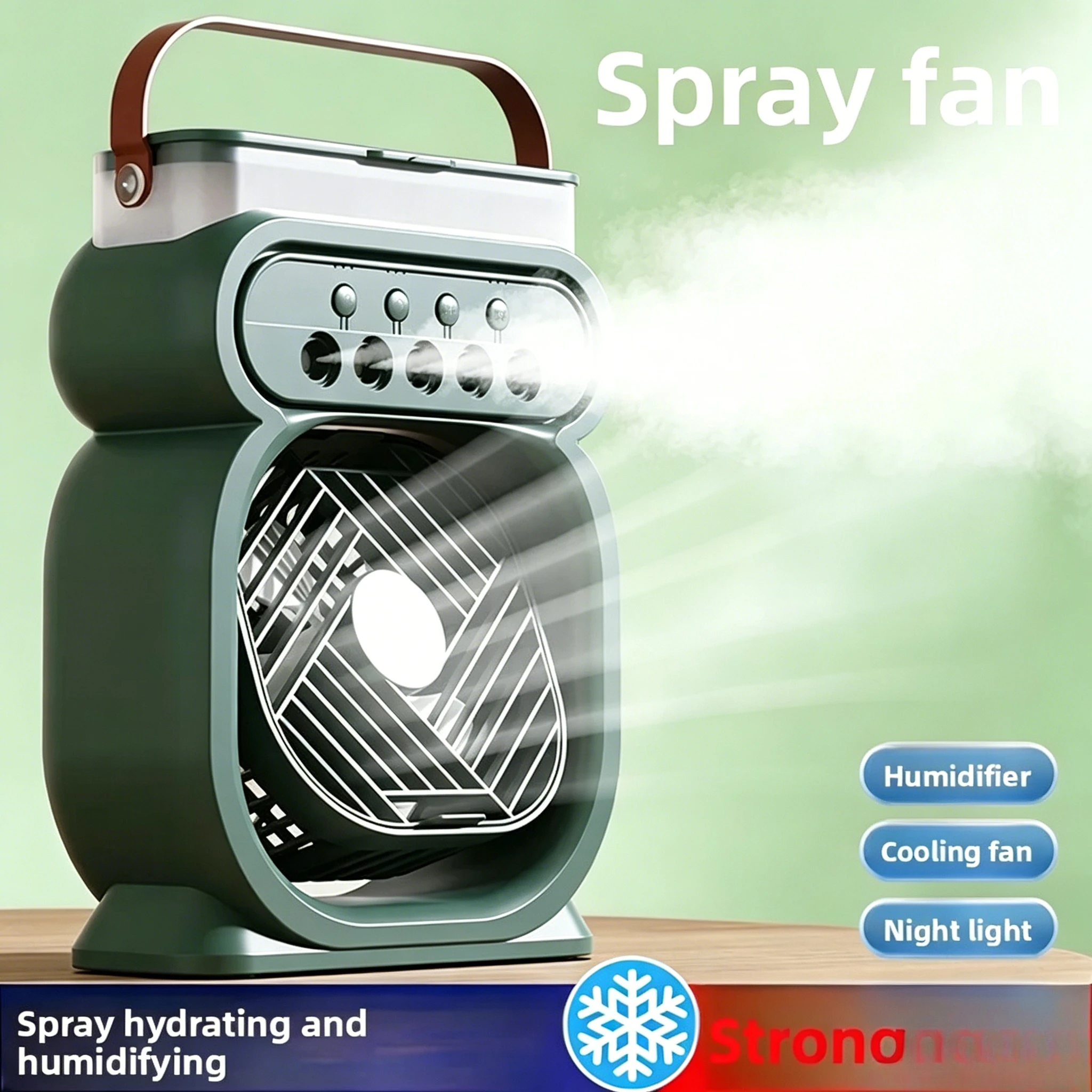 Ventilador USB 3 en 1 con Humidificador y Luz Nocturna 2025, Ventilador de Niebla de Agua Portátil de Escritorio para Uso en Exteriores y Oficina en Todas las Estaciones