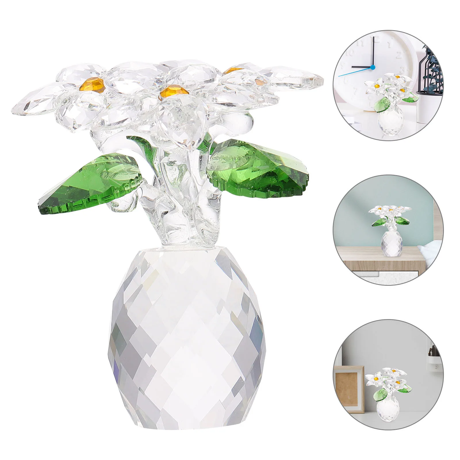 

1Pcs Creative Pineapple Shaped Crystal Craft Vase Desktop Decor Indoor Outdoor Flower Vase Ornament Decorative Scene Adornment