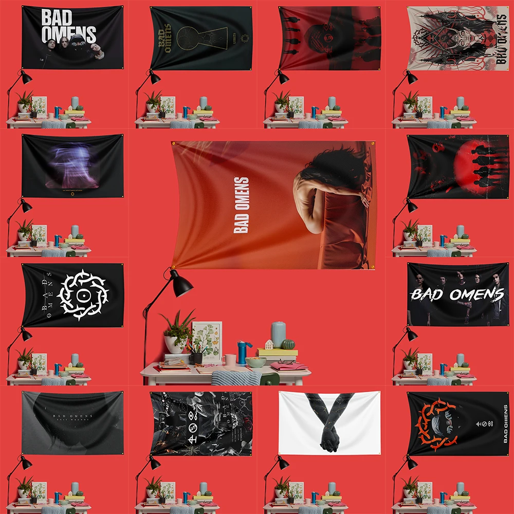 Bad Omens Inspired Rock Music Flag 3x5 FT 90x150cm Polyester Decorative Banner Tapestry For Music Fans Bedroom Wall Decoration