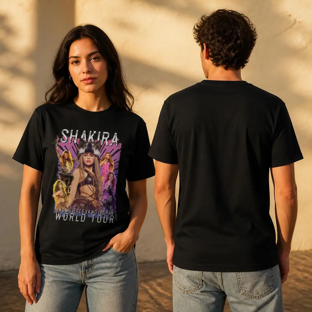 Shakiras She Wolf La Loba T-Shirt, Freizeit-T-Shirt, Kurzarm, Rundhalsausschnitt, T-Shirt aus reiner Baumwolle, Oberteil – Detail 3