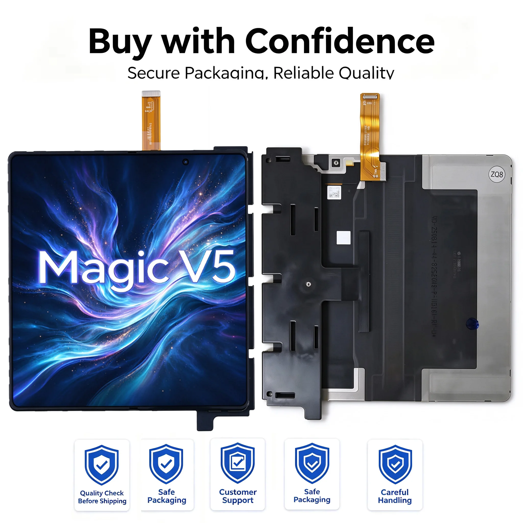 For Honor Magic V5 Large Screen For Huawei Internal LCD Display No Frame Repair Parts Main Screen Replacement