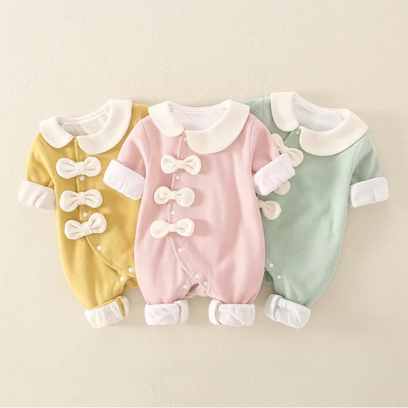 

Infant Jumpsuit Children boy girl clothing autumn baby onesie full moon bow female baby long-sleeved Newborn romper to go out