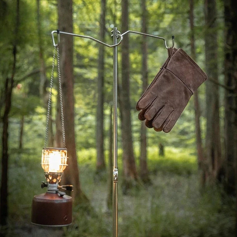 Stainless steel three-section light stand, camp column can hang large LED camping light stand