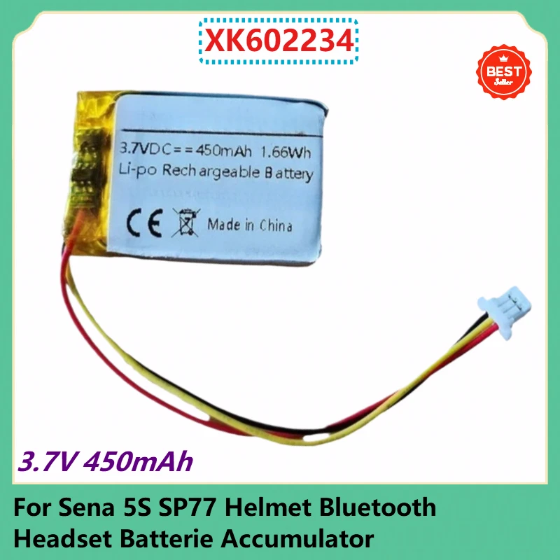 2/3 Wire XK602234 Replacement Digital Battery 3.7V 450mAh  For Sena 5S SP77 Helmet Bluetooth Headset Batterie Accumulator