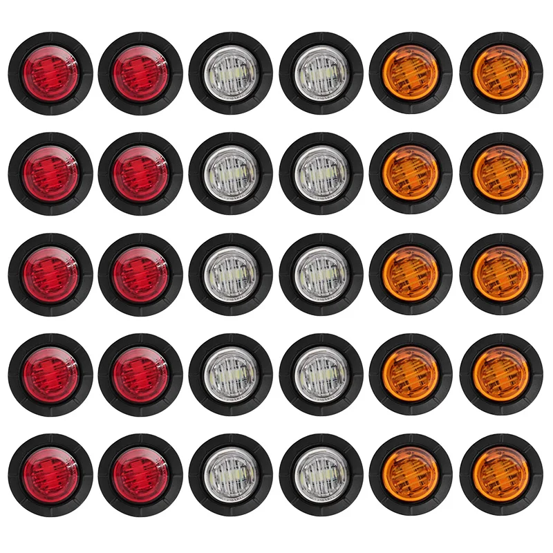 

10PCS 3/4 Inch Round LED Side Marker Clearance Car Lights Front Rear Signal Lamp Indicators Light for Scania Truck Parts