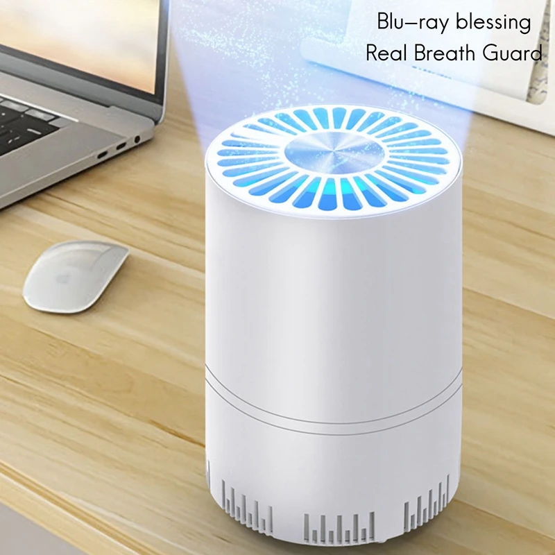 Purificateur d'air avec câble USB, détecteur de fumée automatique, filtre Hepa, faible bruit, veilleuse, maison, voiture, bureau