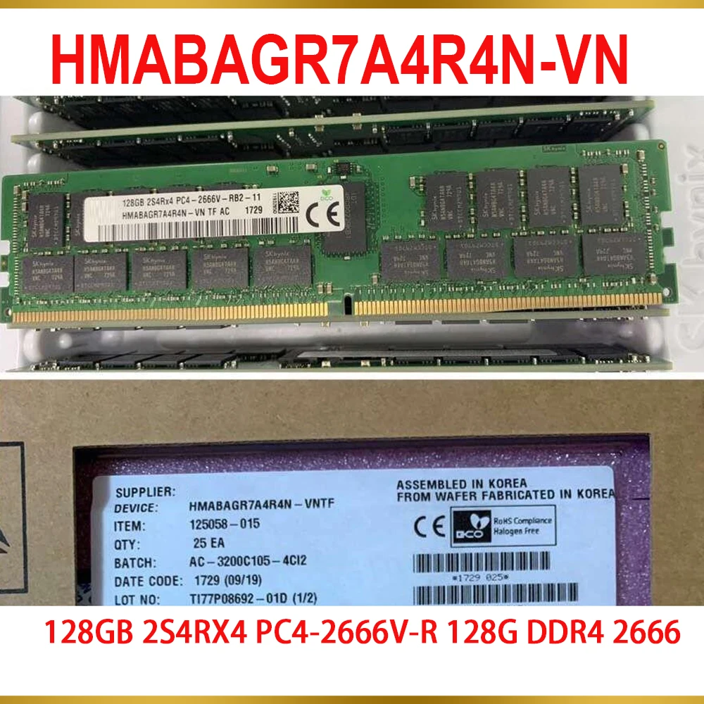 

1 Pcs For SK Hynix RAM 128GB 2S4RX4 PC4-2666V-R 128G DDR4 2666 Server Memory HMABAGR7A4R4N-VN