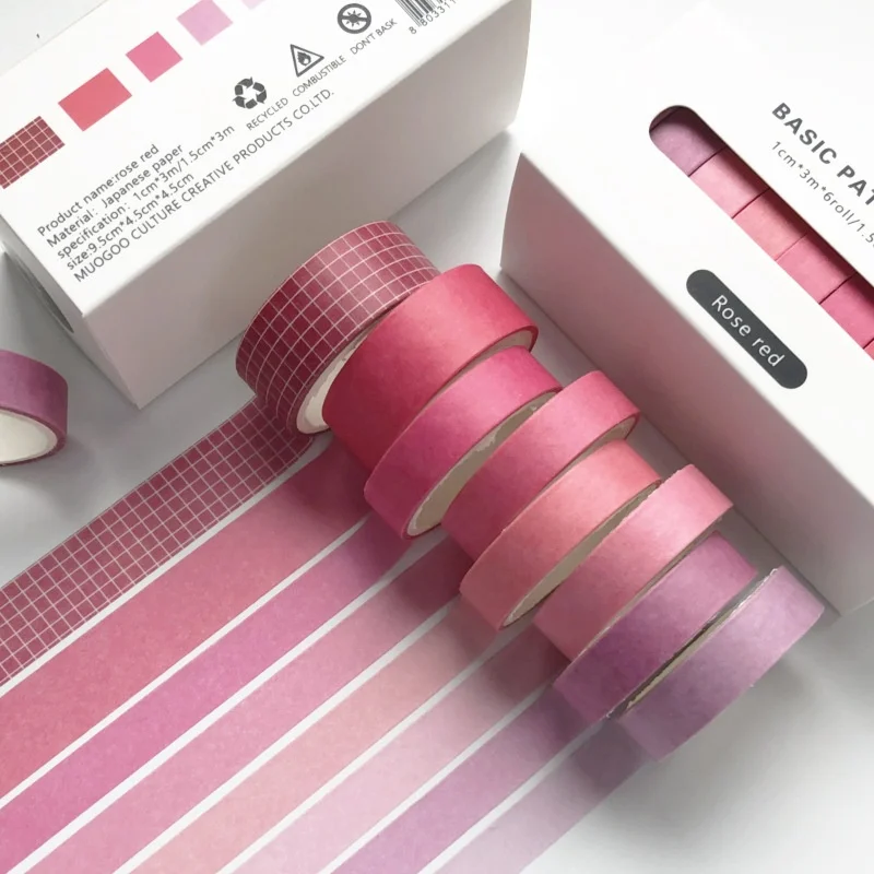 8 rollen per doos effen kleur decoratieve tape set DIY scrapbook journal decoratie schrijfwaren knutseltape