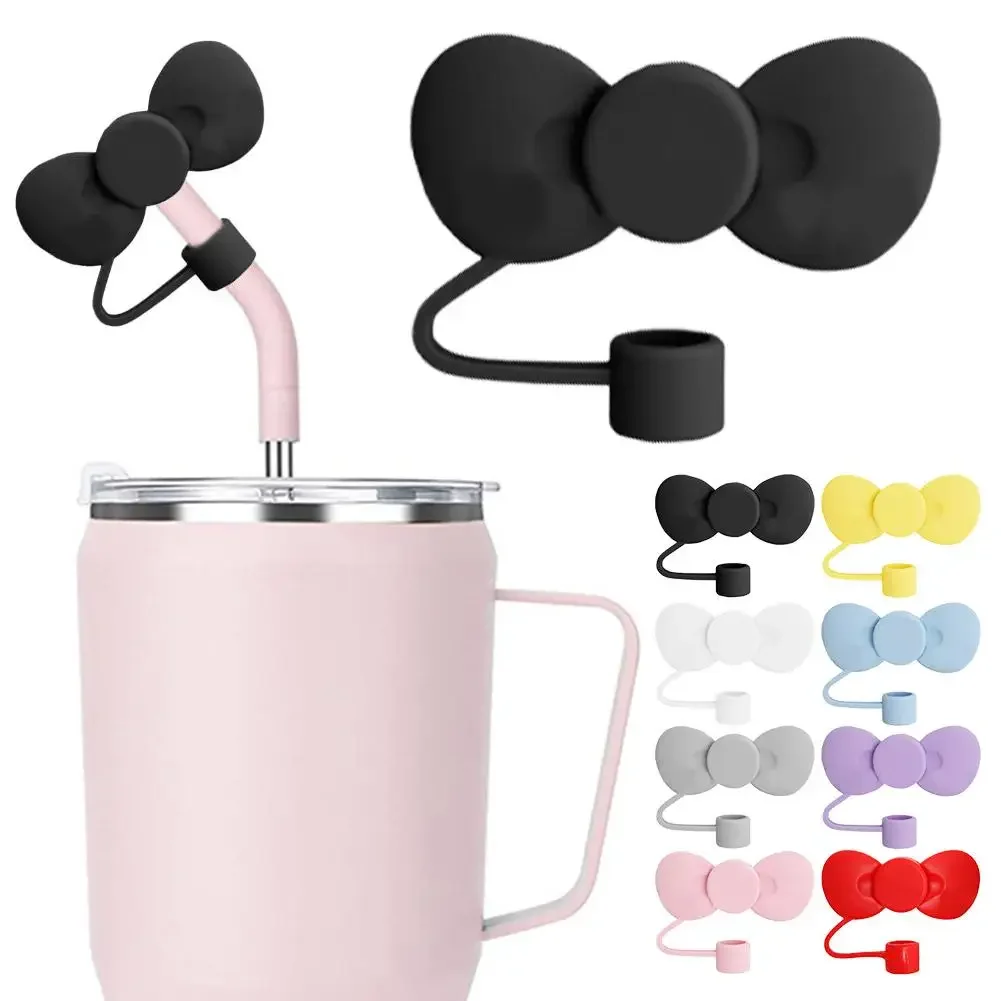 Lovely Bow Straw Covers Cap Toppers For Stanley 30&40 OZ Tumbler Cup Reusable Cute Silicone Straw Tips Lids Protect Covers New