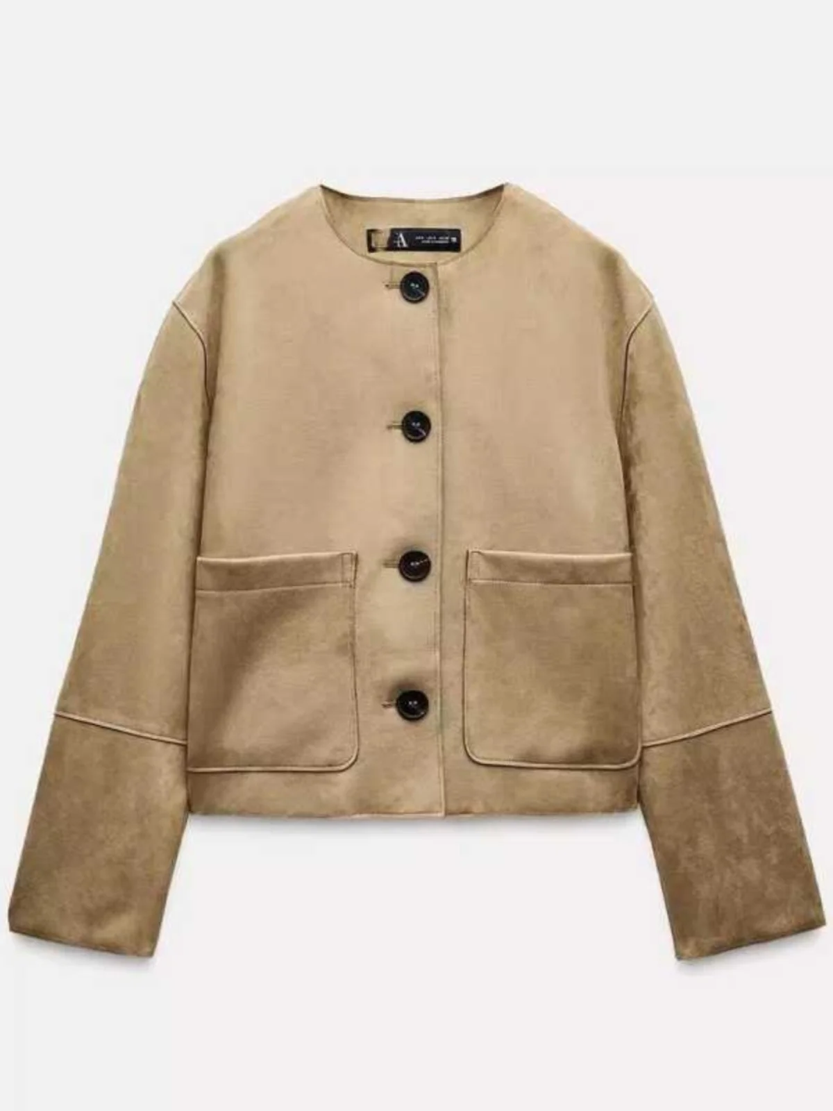 ريترو جولة Ne فو الفراء Jaet المرأة فضفاضة تناسب ort ملابس خارجية مريحة ألياف البوليستر طويلة Sve زر إغلاق