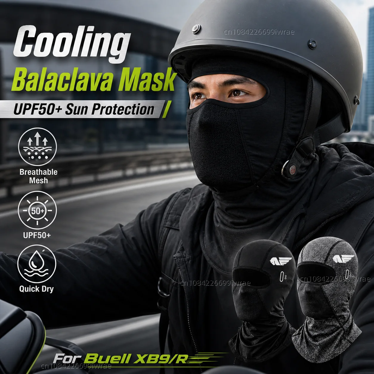 Cooling Motorcycle Balaclava Mask UPF50+ UV Protection Breathable Face Cover Summer For Buell XB9/R XB12/R/XT XB9S XB12S