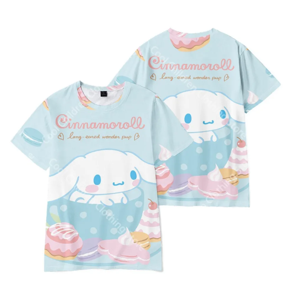 

Летняя футболка Disney Kawaii Cinnamoroll с 3D мультяшным рисунком, модная удобная аниме-узор, женская и мужская модная футболка с короткими рукавами