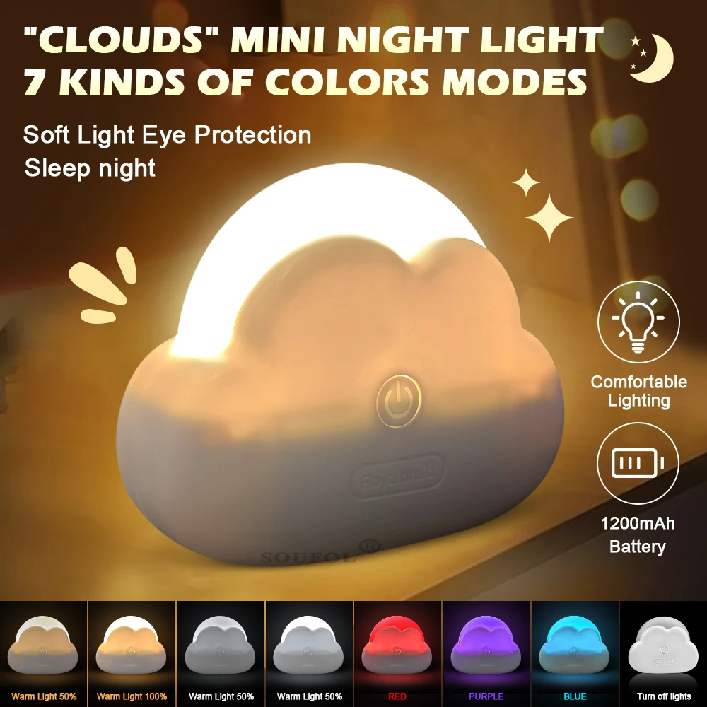 New Cloud Night Light Bedroom Desktop Mini Decorative Table Lamp Birthday Gift Celebrity Creative Charging Cute Light