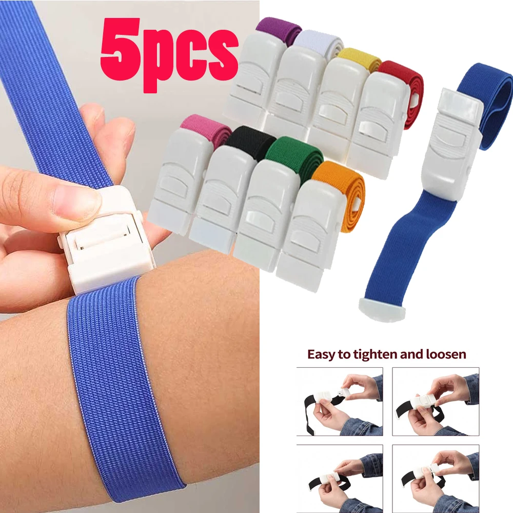 

5pcs Outdoor Tourniquet Elastic Quick Release Emergency Tourniquet Protection Bandage For Camping Sport