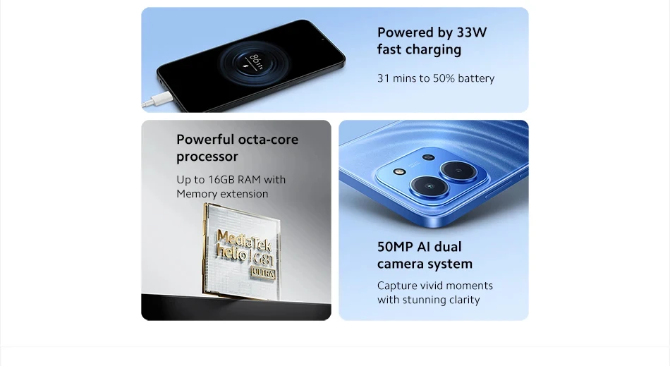 Gobal Version Xiaomi Redmi 15C Smartphone 6.9" MediaTek Helio G81-Ultra CPU 6000mAh Battery 50MP Camera