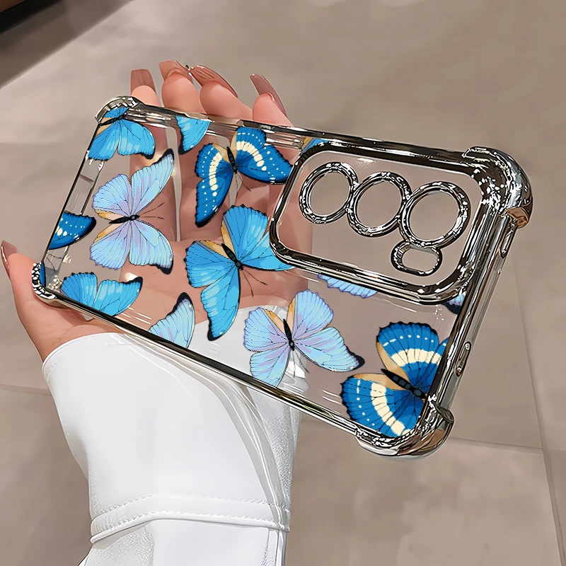 Vivo V70 Butterfly Flower Phone Case For Vivo V60 V50 V29 Lite V70 FE V23 V25 V40 Pro V29E Shockproof Transparent Plating Cover view 3