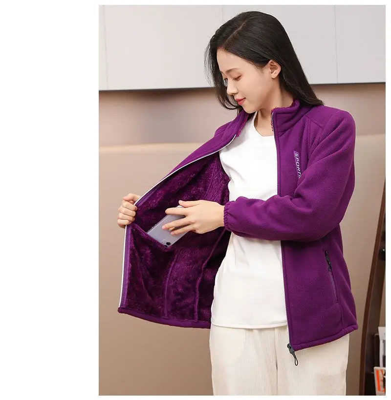 Y2k Green Clothes Autumn Winter Jacket Thicken Thin Sweatshirt Women Coat Coral Fleece-lined Zipper Casual Warm Windproof Cold
