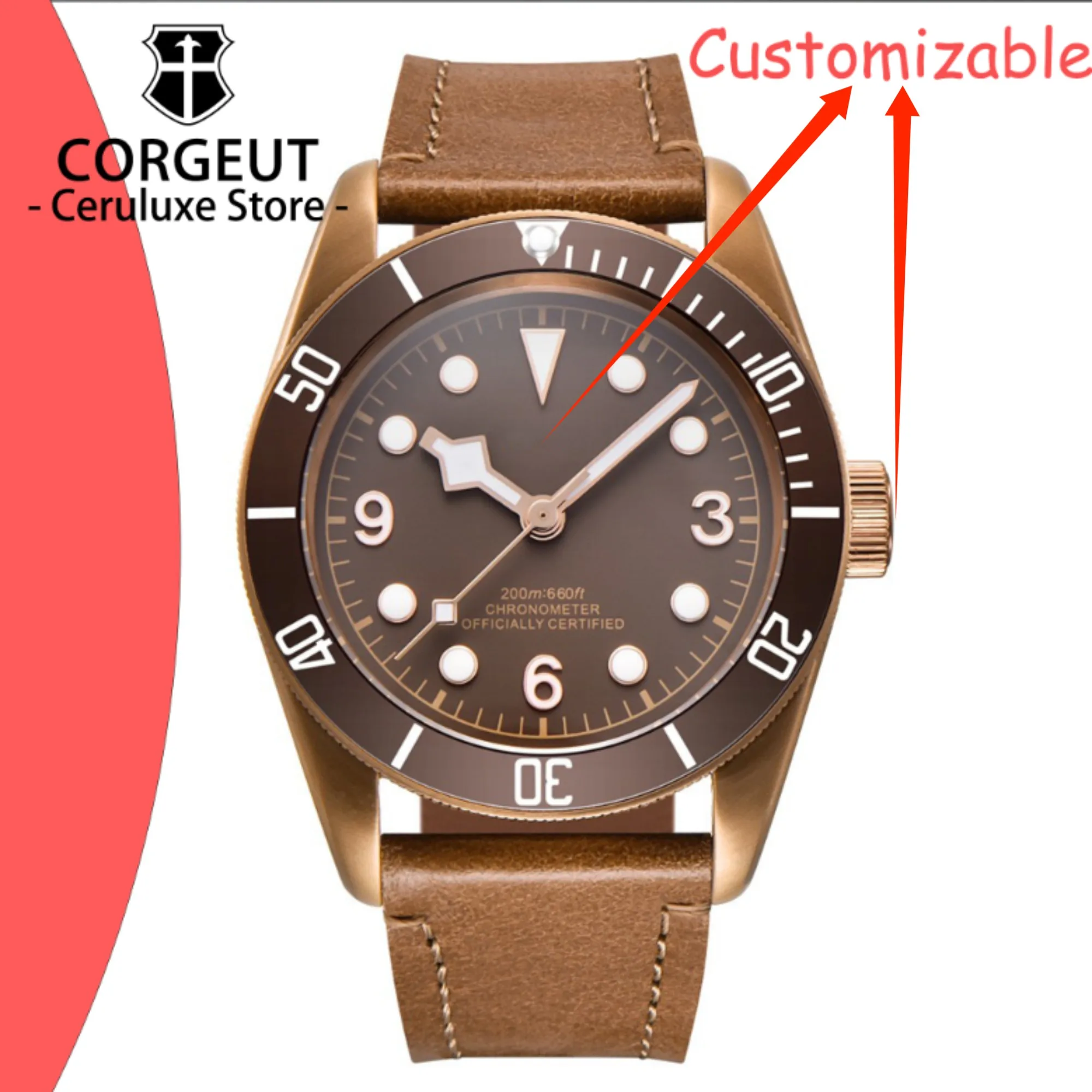 

CUSTOM Logo 41mm NH35 Automatic Mechanical MIYOTA Movement 20Bar Waterproof Swim Watches Sapphire Glass Luxury Steel Men's Watch