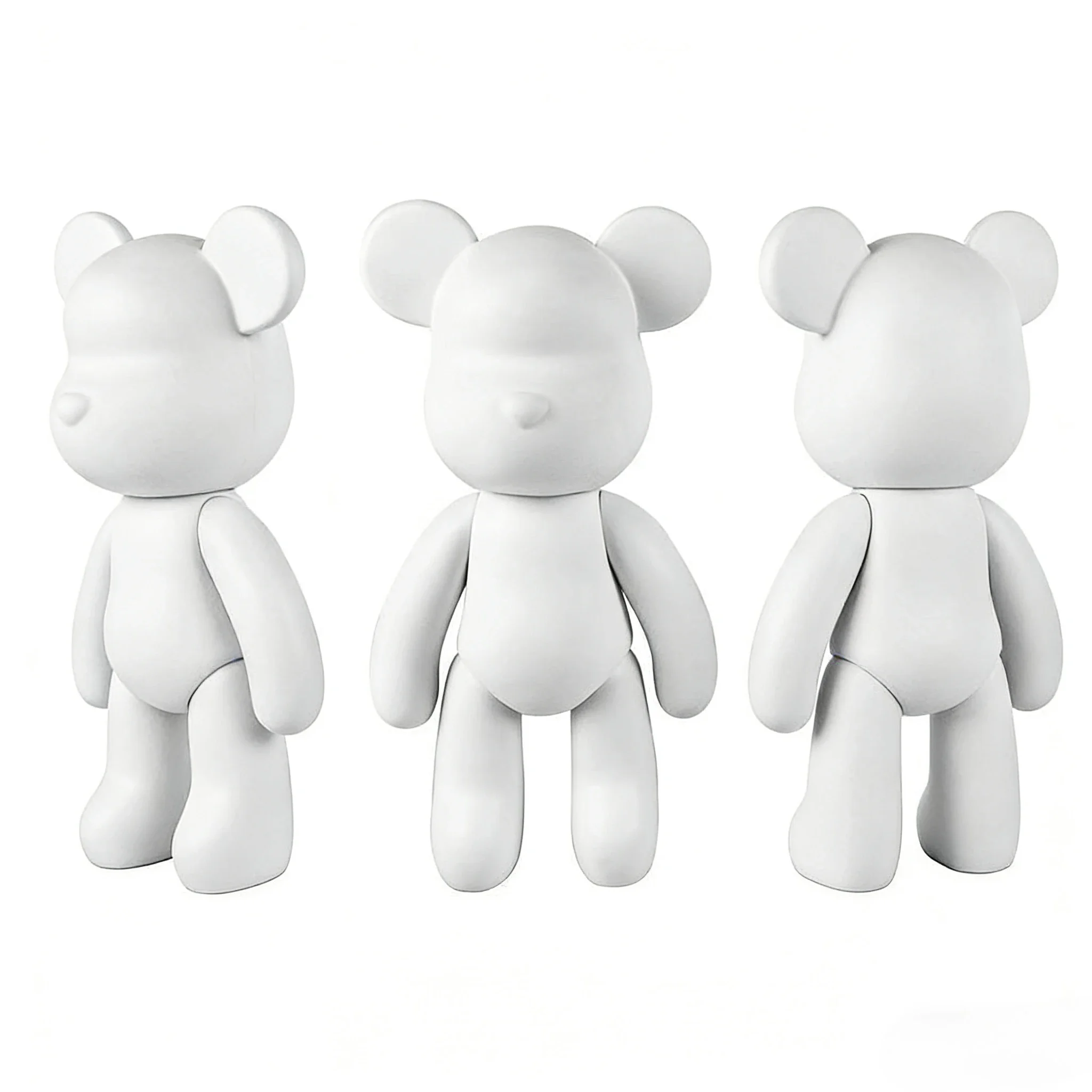 Wholesale 3Pcs DIY Paint White Embryo Fluid Plastic Hand Painting Violence Bear Toy Model Doll Building Block Bear Doll Gifts