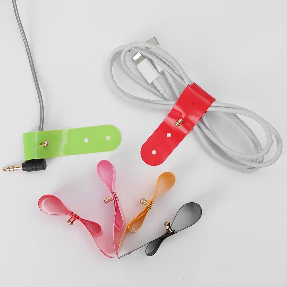 1-12 buah tali kabel PVC pengikat kabel Organizer di rumah kantor tahan air pengikat kabel pengencang Earphone manajemen dudukan