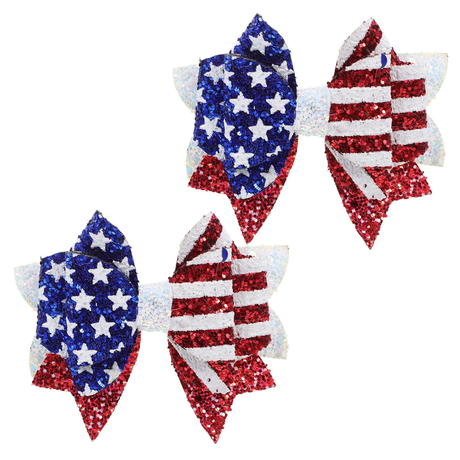 

2 Pcs Flash Fabric Bow Hair Clip for Girls American Flag Non Slip Kids Hair Bows Fourth of July hair clips girl hair bow