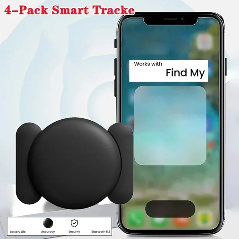 4-PackGPS Smart Tag for Find My Tracker Kits with Strong Magnetic Suction Silicone Shell Anti-Loss for Pet Tracker Retail