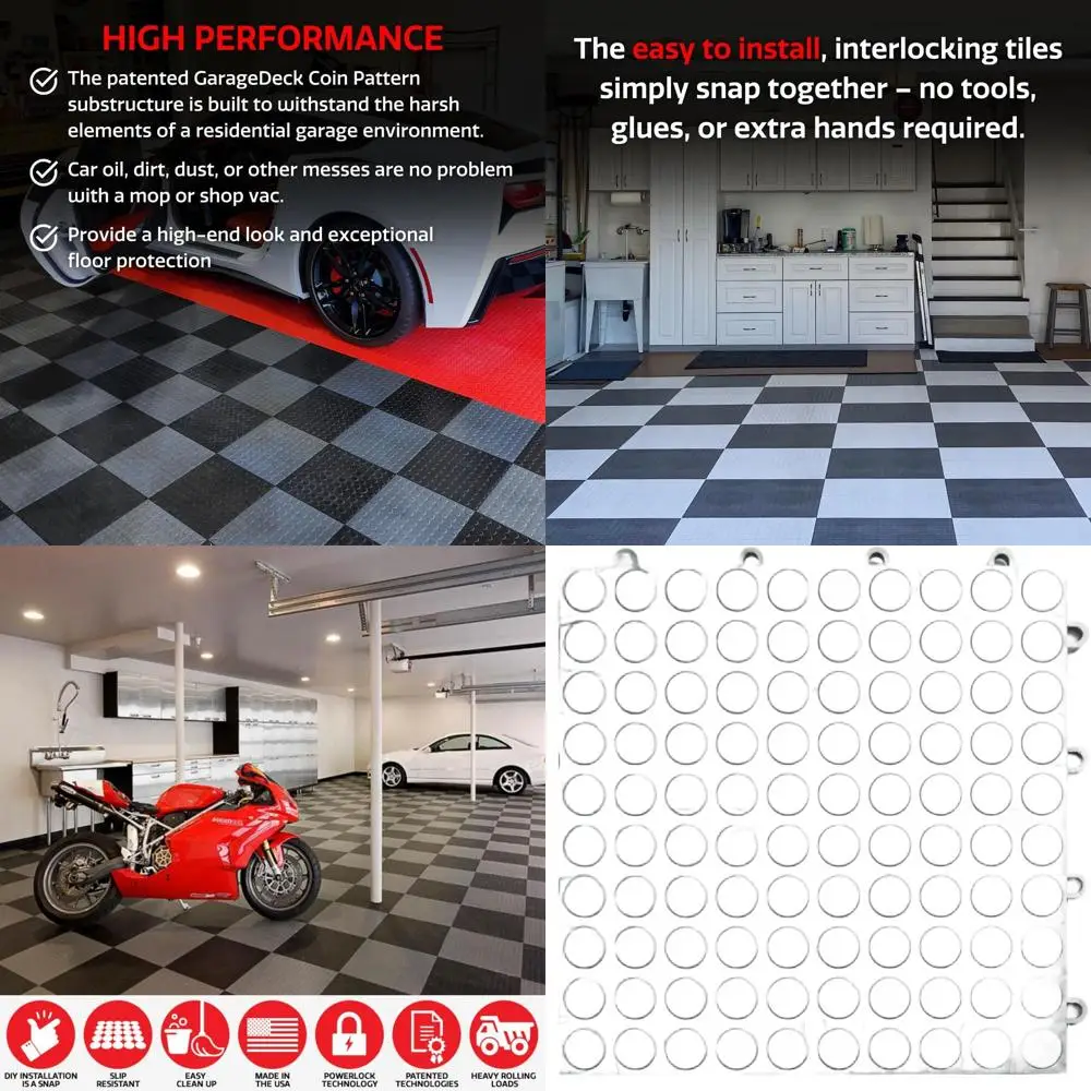 

Плитка для пола в гараже из сополимерных материалов с замковым соединением - нескользящая, прочная, 48 штук, 12x12 дюймов