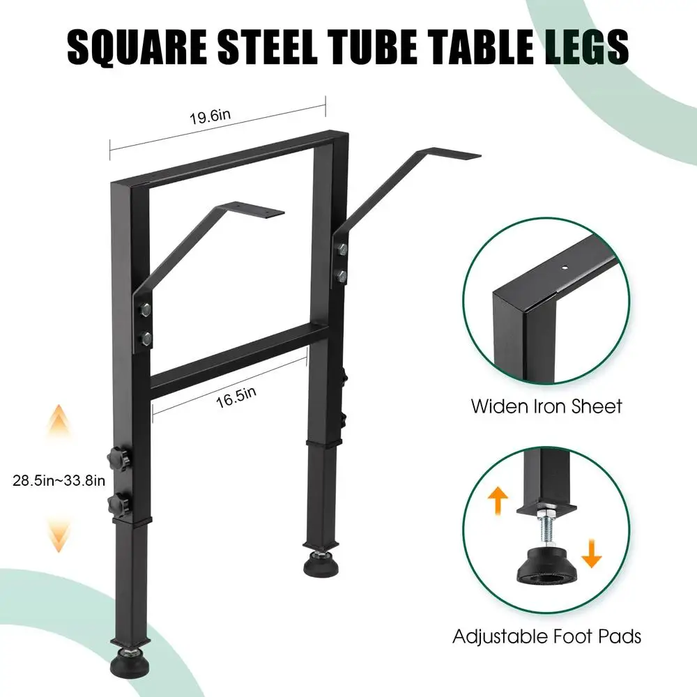 Adjustable Metal Table Legs Set with Power Outlets USB Ports & Floor Protectors Heavy Duty Workbench Frame Home Furniture