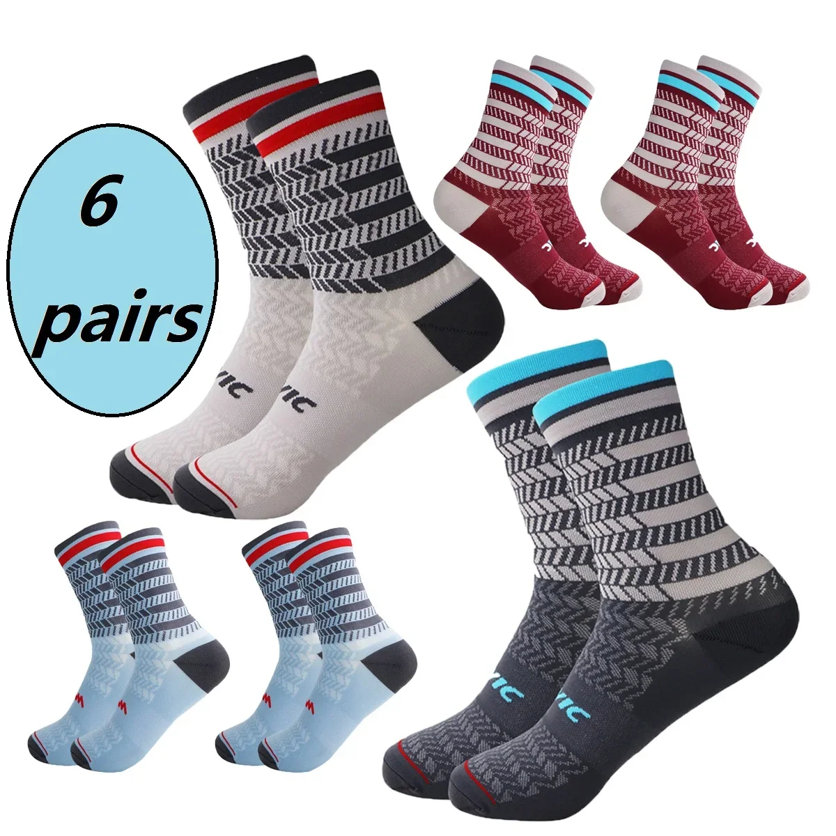 6 Pairs High Quality Pro Team Men Women Cycling Socks Bike Socks Breathable Road Bicycle Socks Outdoor Sports Racing Sock