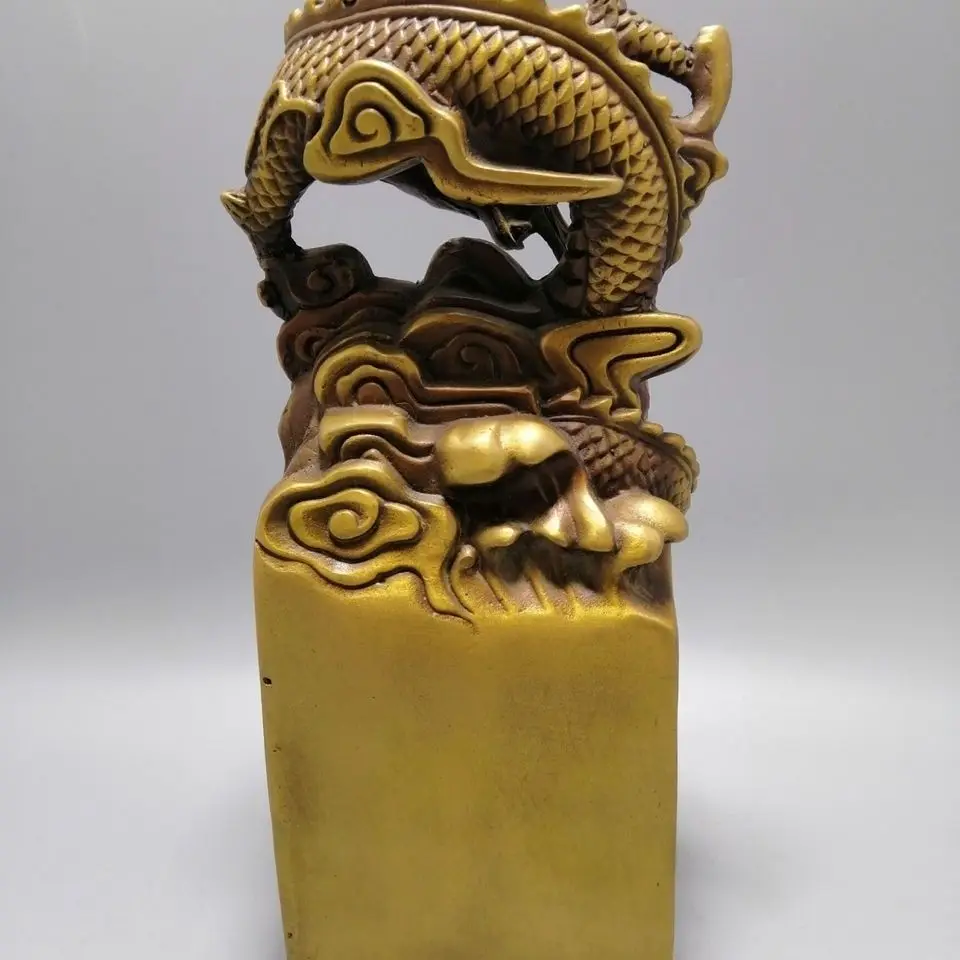 Copper Lucky Chinese Dragon Seal Statue Dragon Seal Statue Office Home Decor Gift for Desk Ornament