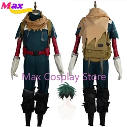 Max Cos disfraz de Cosplay de Anime Midoriya Izuku, uniforme de mochila, peluca de traje de Roleplay de Halloween para hombres y mujeres