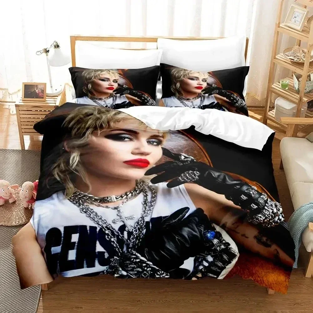 2026 3d Singer Miley Cyrus Bedding Set Duvet Cover Bed Set Quilt Cover Pillowcase Comforter King Queen Size Boys Adult Bedding S