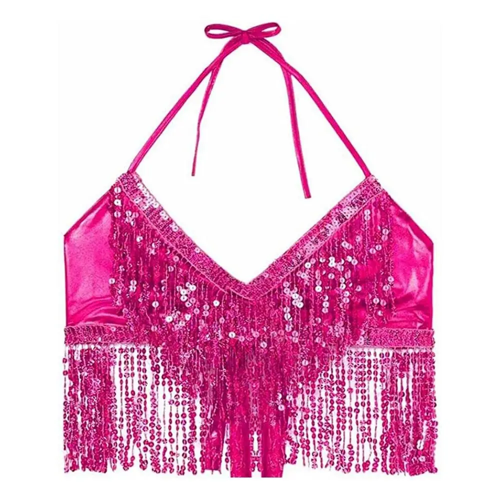 Для Таиланда/Индии/арабского танца, костюмы для шоу с кисточками и блестками, бюстгальтер для танца живота, бюстгальтер с лямкой на шее, топ для выступлений