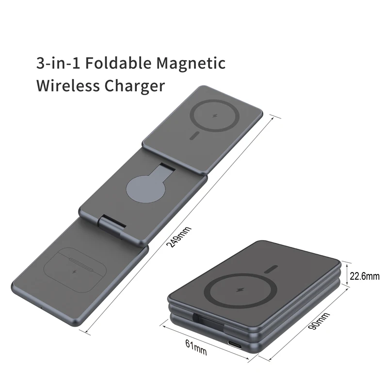 Wireless Charge Converter Multi-function Power Adapter Fast Charging Dock Station 3 in 1 Wireless charging bracket foldable