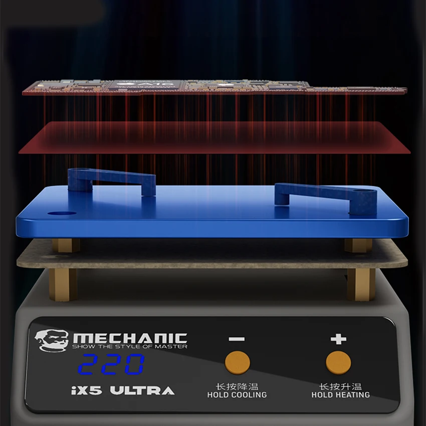 Estação de pré-aquecimento ultra mecânico IX5, placa-mãe temperatura constante, mesa de solda para Android, IP, X, XS MAX, 11, 12, 13, 14 Pro Max