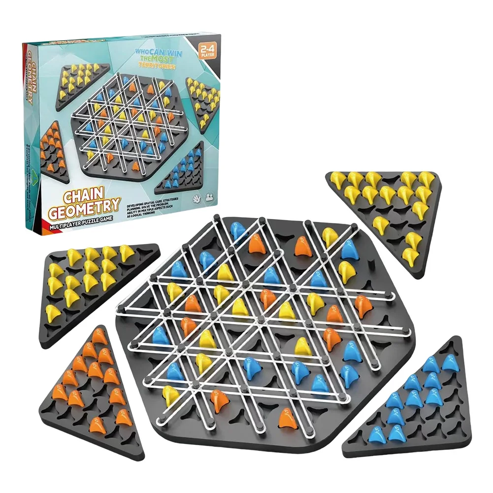 

Chain Triangle Chess Game Triggle Rubber Band Game Educational Interactive Game Battle Set for Kids and Adults Family Party Gift