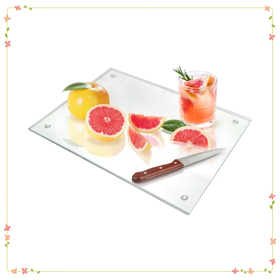 

Tempered Glass Cutting Board: Non-Slip, Heat Resistant, Easy Clean, 12x16 Inch Kitchen Countertop Decor