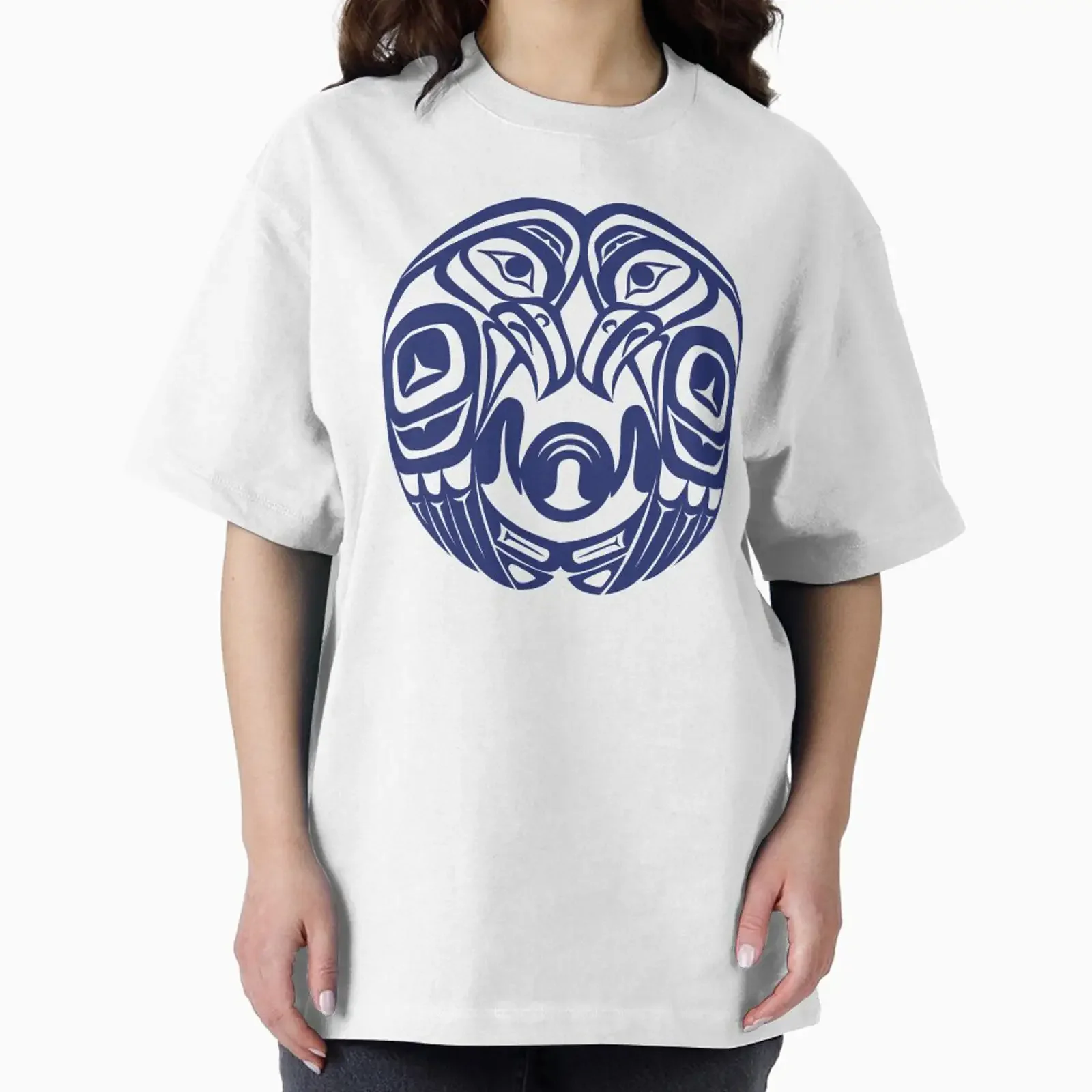 Double raven circle pacific northwest formline salish haida eagle moon designed and sold by cascadiadesigns vintage Washed