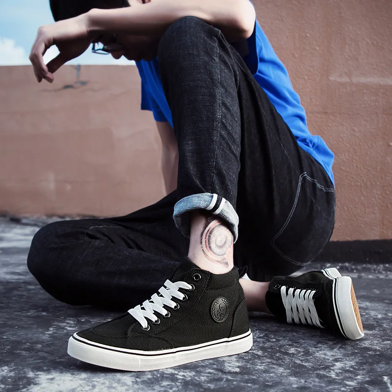 2025 Spring and Summer High Top Canvas Mens Shoes Comfort Men's Canvas Shoes Fashion Fresh Men Casual Shoes Breathable Sneaker