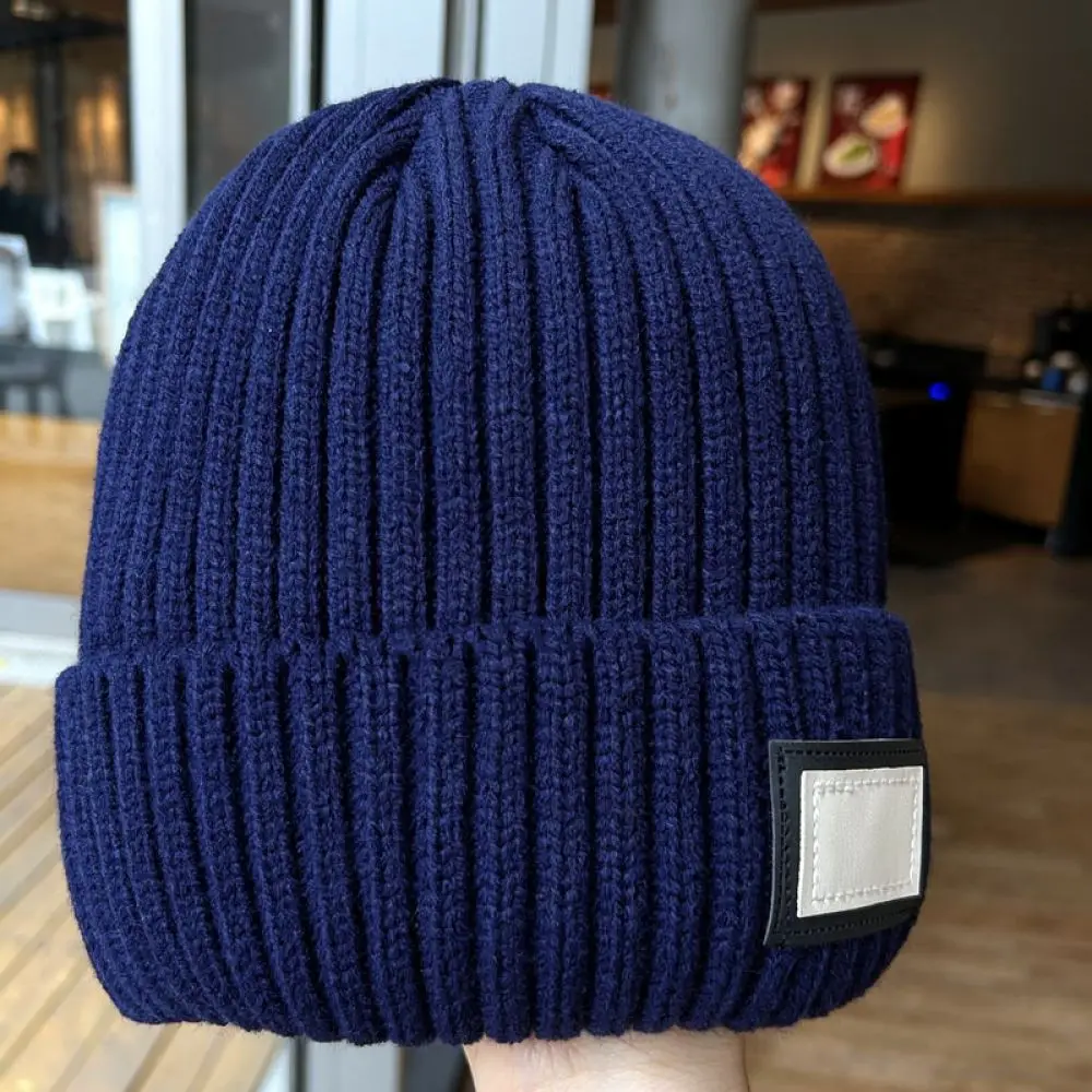 Knitted Beanie Hat Winter Warm Thickened Plush Lined Cap Windproof Soft Comfortable Bonnet Trendy Fashion Accessory Unisex