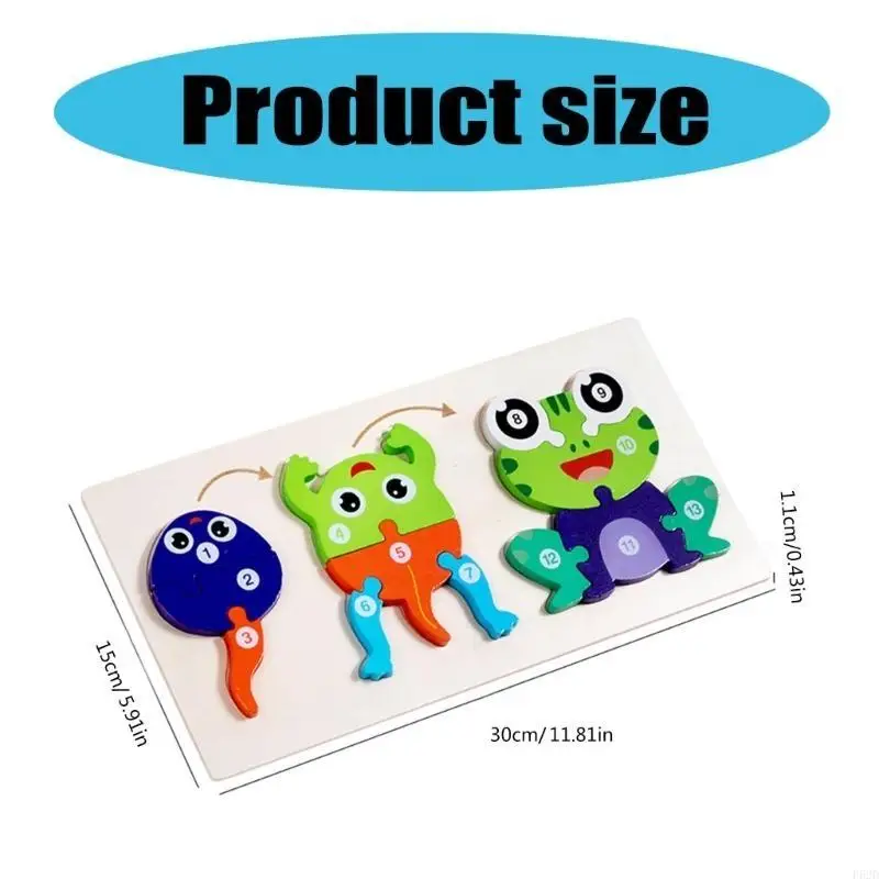 F62d Holz Tier Puzzle Wachstum Lernpuzzle Spielzeug für Vorschulkinder -Puzzlespiel Spielzeug für Kinder
