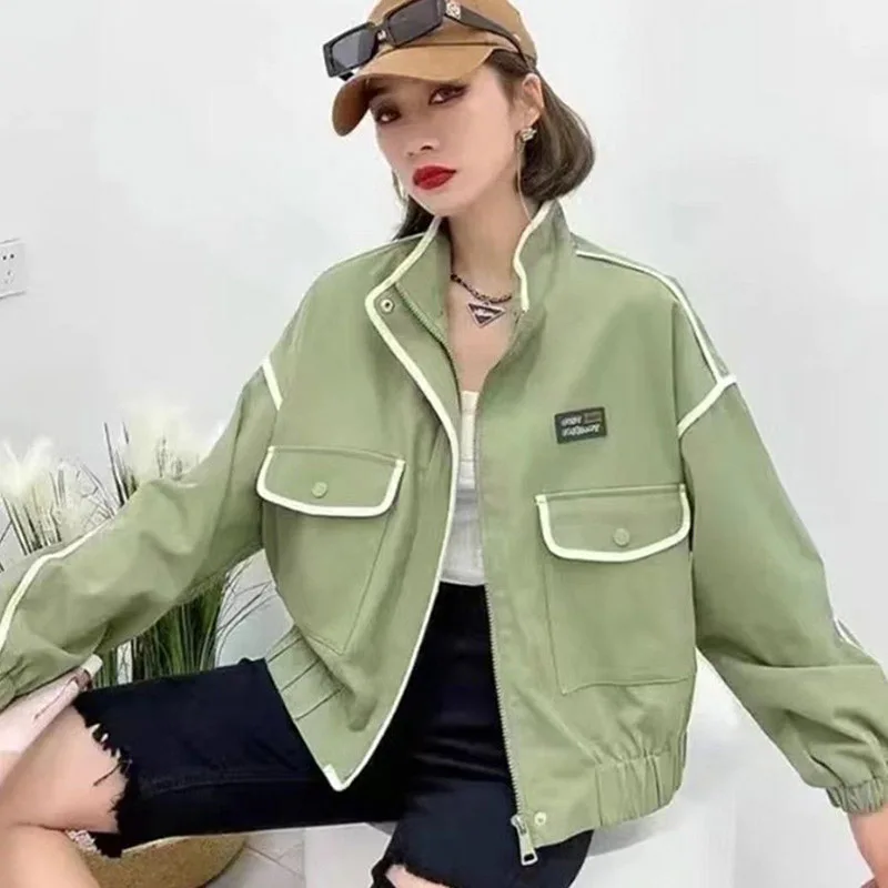 

Korean Version Baseball Jacket Women's Spring and Autumn 2024 Loose Top Short Jacket Stand Up Collar Casual Fashion Jacket