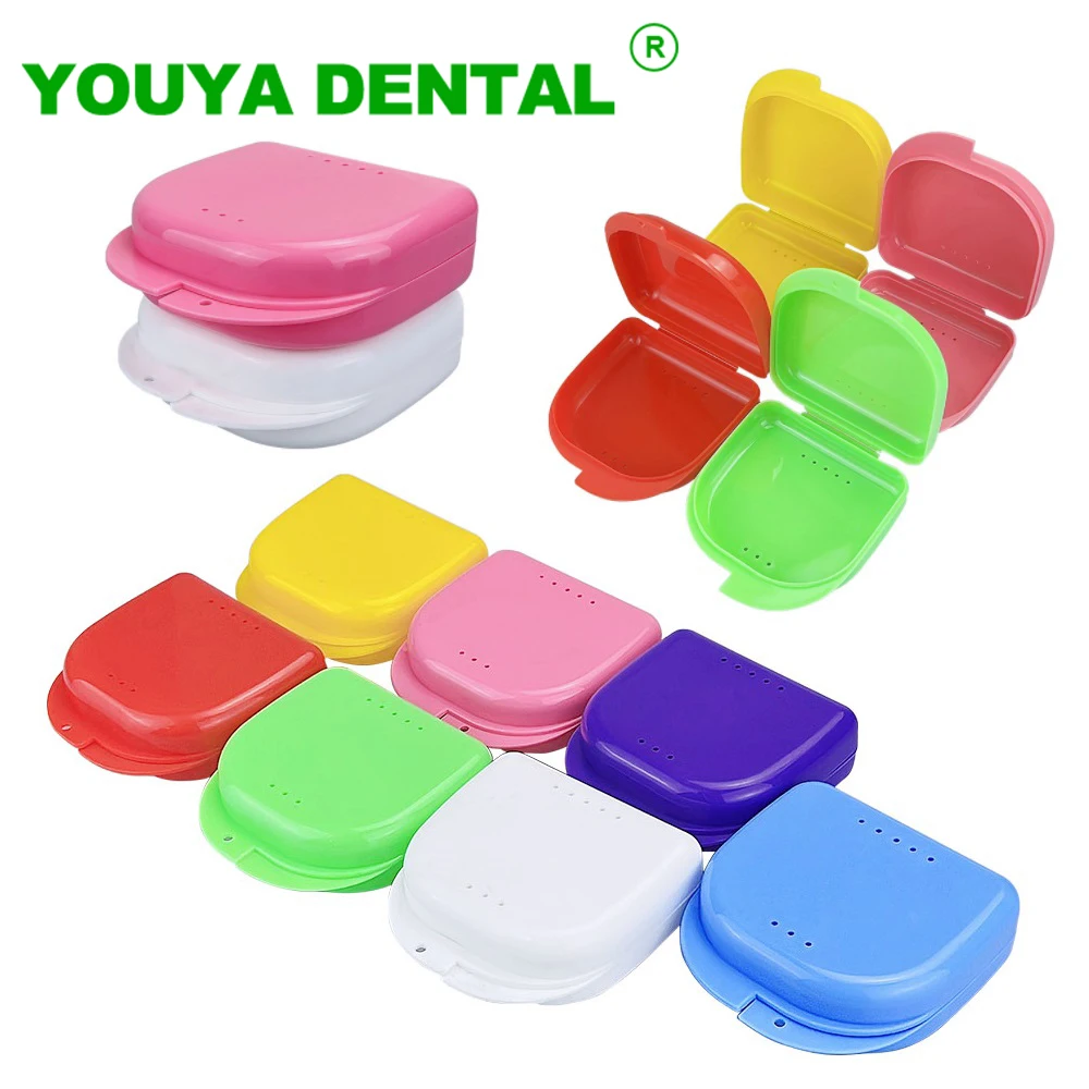 

5pcs Denture Box Dental Retainer Case Fake Teeth Storage Box Orthodontic Mouth Guard Braces Container Plastic Oral Hygiene Tools