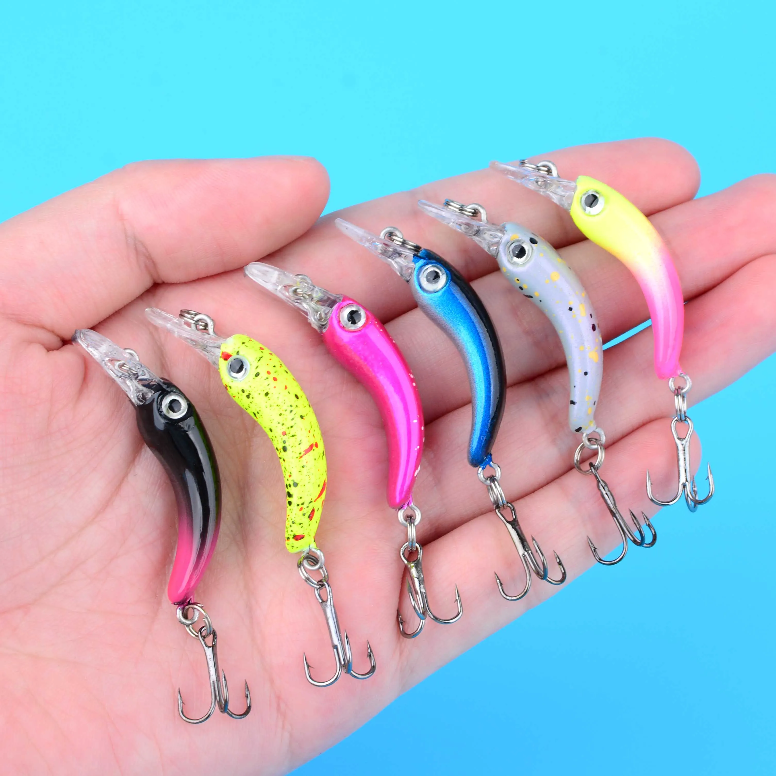 1pc Mini Minnow Wobblers Triangle Hooks Fish Popper Bass Tackle 4cm/1.5g Fishing Lures Crankbait Hard Plastic Bait