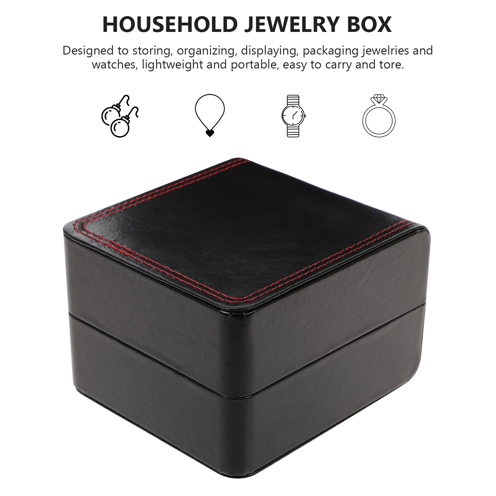 

Watch Gift Box Black Square Pu Watch Jewelry Storage Case Soft Flannelette Lining Dustproof Scratch Resistant