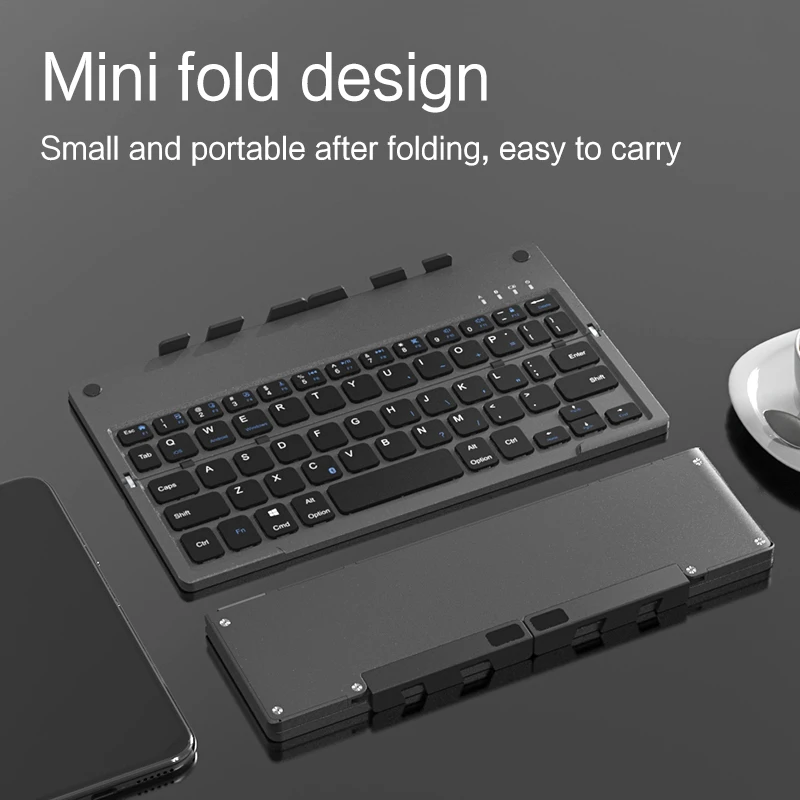 ZONFRONT-miniteclado plegable con Bluetooth, teclado inalámbrico con soporte para iPad, Xiaomi, teléfono, tableta, Android, IOS, Windows