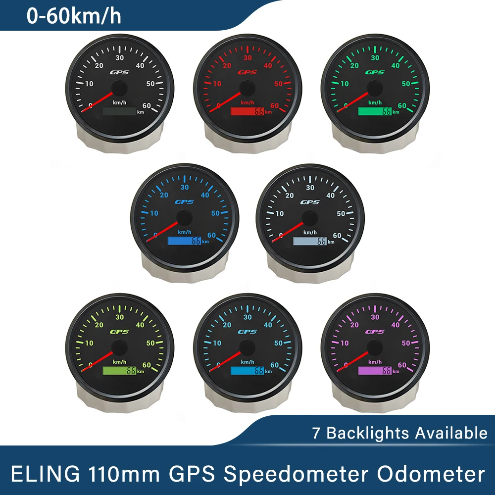 

ELING новейший GPS-спидометр 110 мм 0-60 км/ч 0-120 км/ч 0-200 км/ч с GPS-антенной и 7 цветовой подсветкой для лодки, грузовика, автомобиля