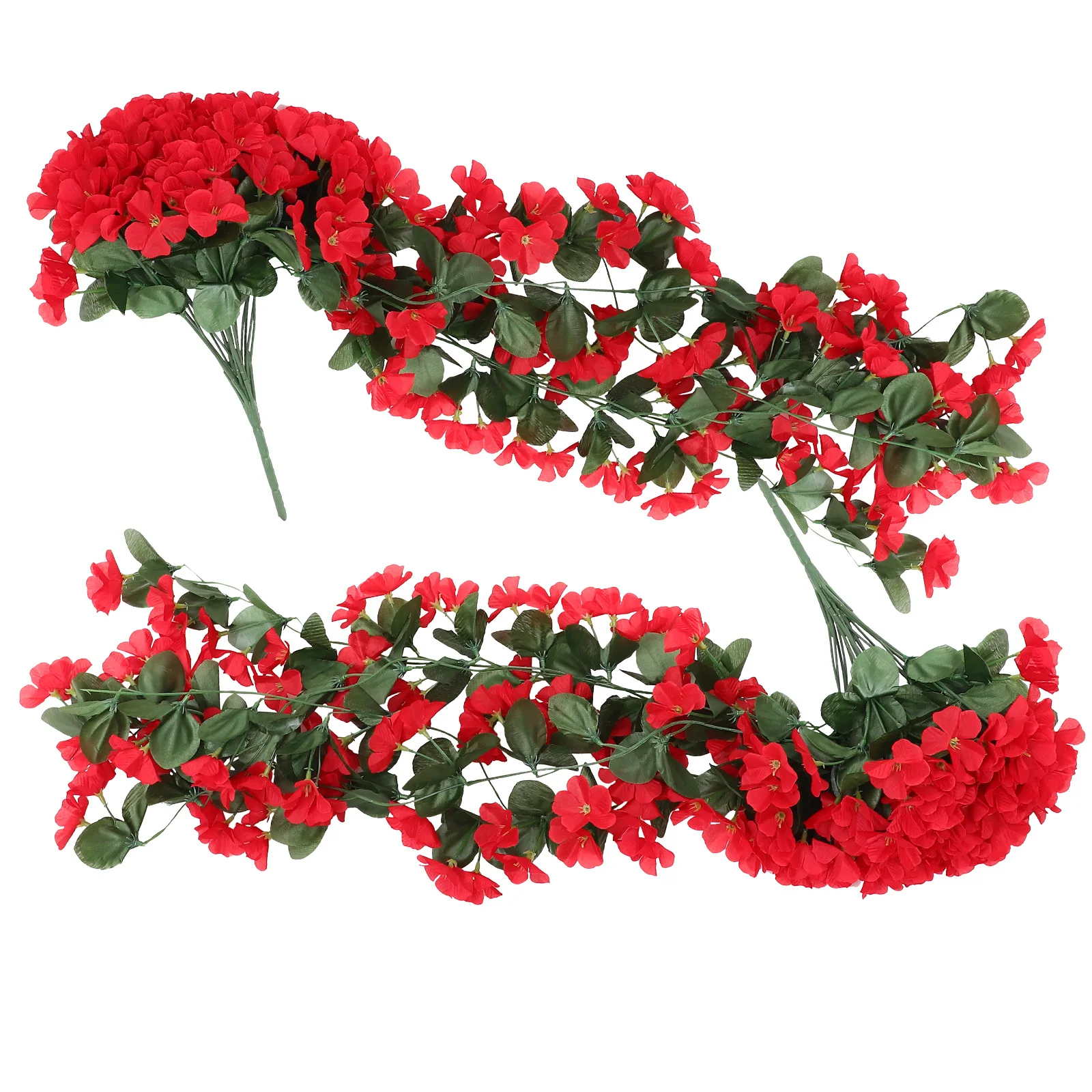 

2pcs Red Artificial Silk Hanging Flowers Vine Home Wall Decor Wedding Party DIY Decoration Fake Hanging flowers pot