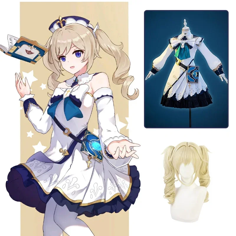 

Genshin Impact Cosplay Barbara Cosplay Anime Game Uniform Genshin Barbara Costume Wig Halloween Costume Party Adult Girls